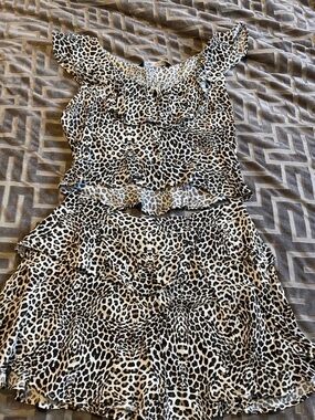 Zara Black and Cream Leopard Print Top